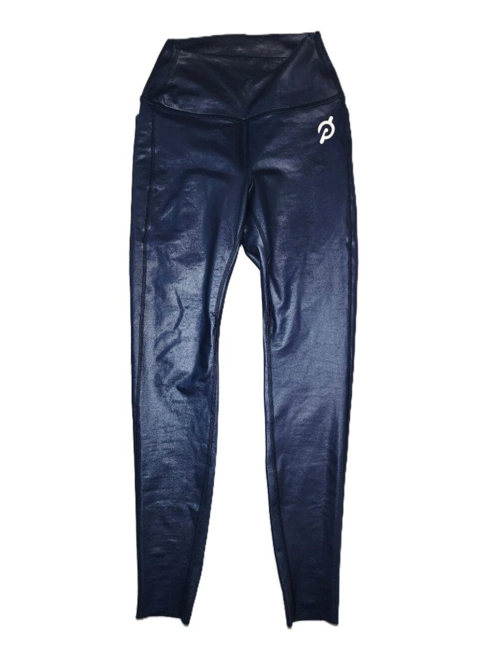 Peloton Blue Shimmer High Rise Leggings XS Faux Leather Shine Activewear